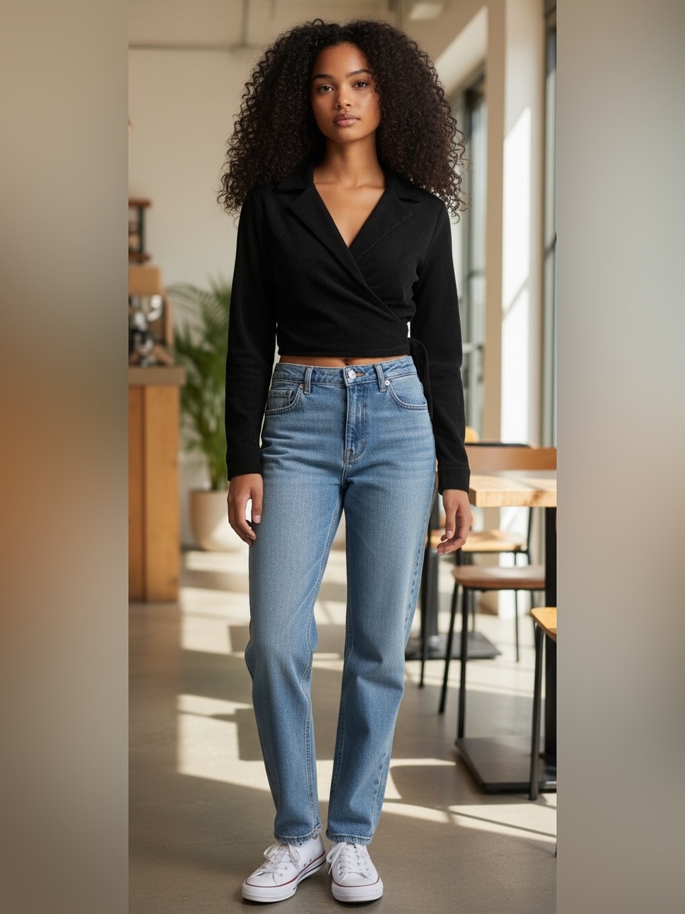 Area Stars Waffle Crop Top Medium NWT | Black Textured Modern Wardrobe Staple